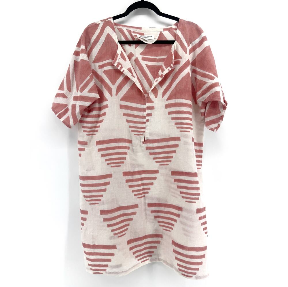 Emerson Fry India Collection Rise Linen Kaftan - OS Geometric Block Print